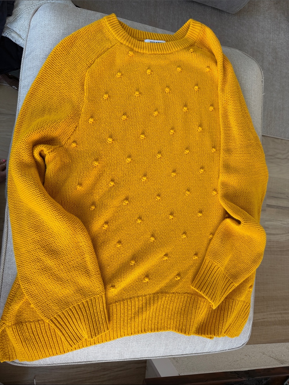 Old Navy Mustard Pom-Pom Crew Neck Sweater